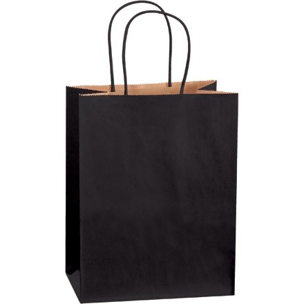 Black Tinted Paper Shopping Bags, Cub - 8 x 4 1/2 x 10 1/4"