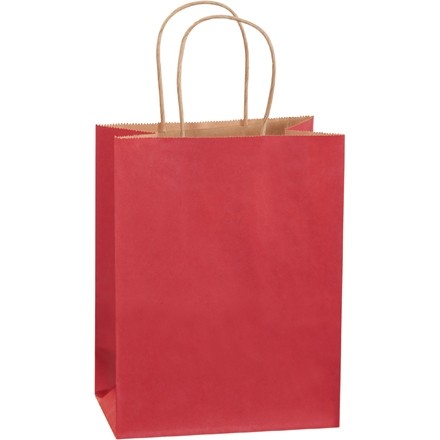 Scarlet Tinted Paper Shopping Bags, Cub - 8 x 4 1/2 x 10 1/4"