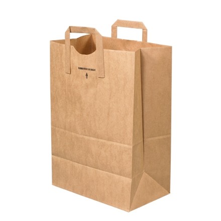 Kraft Paper Grocery Bags, 1/6 BL, Flat Handle - 12 x 7 x 17"