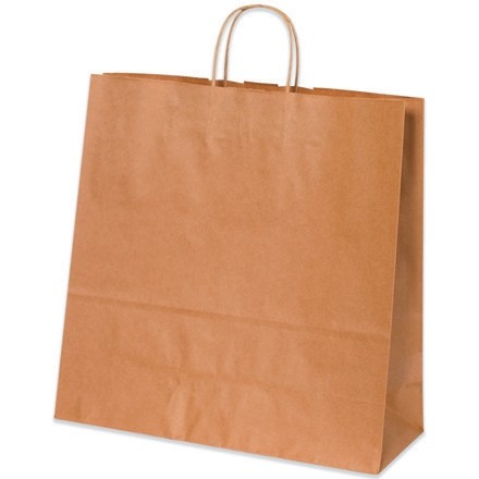 Kraft Paper Shopping Bags, Debonair - 16 x 6 x 15 3/4"