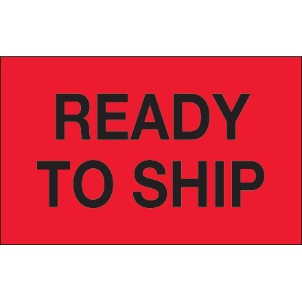 Fluorescent Red "Ready To Ship" Production Labels, 1 1/4 x 2"