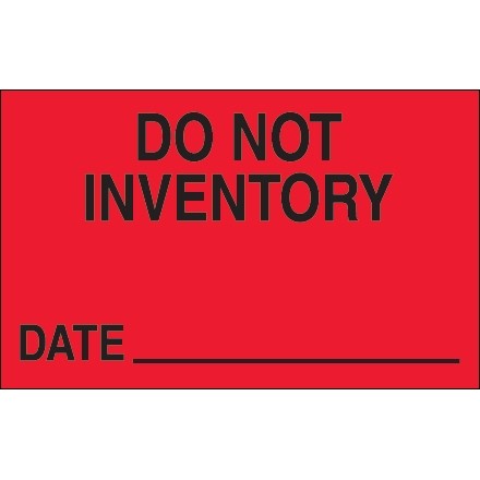 Fluorescent Red "Do Not Inventory - Date" Production Labels, 1 1/4 x 2"