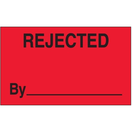 Fluorescent Red "Rejected By" Production Labels, 3 x 5"