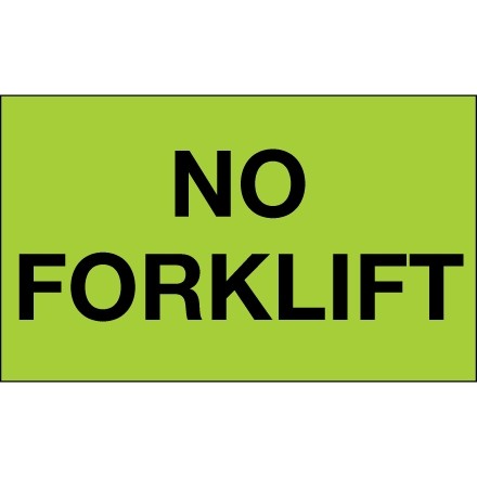 "No Forklift" Production Labels, 3 x 5", Fluorescent Green