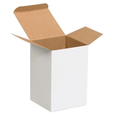 Chipboard Boxes, Folding Cartons, Reverse Tuck, 4 x 4 x 6", White