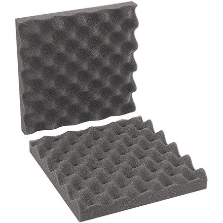 Charcoal Convoluted Foam Sets - 10 x 10 x 2" , 2 Sheets Per Set