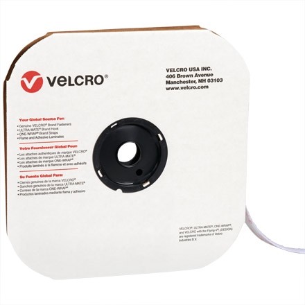 VELCRO® Hook and Loop, Strips, Loop, 3/4" x 75', White