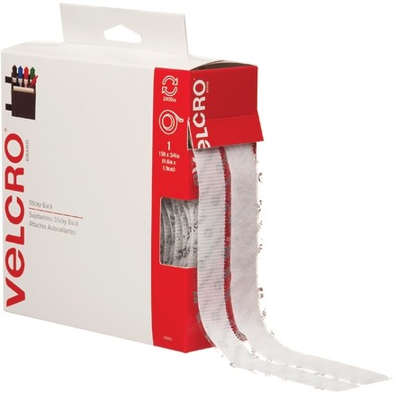 VELCRO® Hook and Loop, Combo Pack, Strips, 3/4" x 15', White