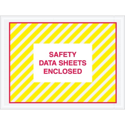 SDS "Safety Data Sheets Enclosed" Envelopes, Clear, 4 1/2 x 6"
