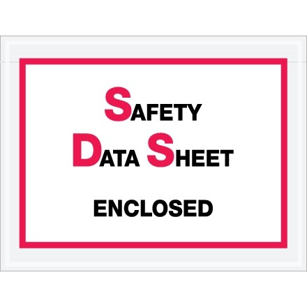 SDS "Safety Data Sheet Enclosed" Envelopes, Printed Clear, 6 1/2 x 5"