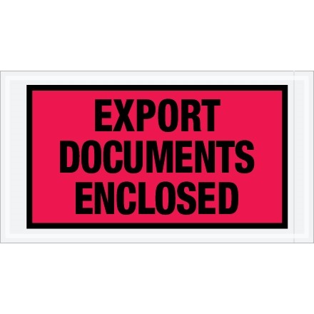 "Export Documents Enclosed" Envelopes, Red/Black, 5 1/2 x 10"