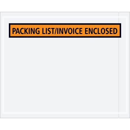 "Packing List/Invoice Enclosed" Envelopes, Orange, 4 1/2 x 5 1/2"