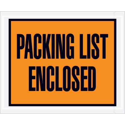 "Packing List Enclosed" Envelopes, Orange, 4 1/2 x 5 1/2", Full Face