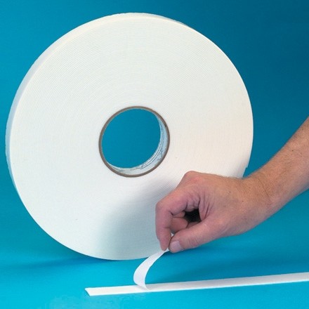 White Industrial Double Sided Foam Tape, 1/16" Thick - 1" x 36 yds.