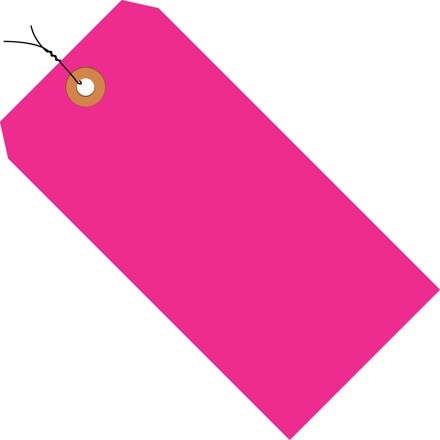 Fluorescent Pink Pre-wired Shipping Tags #6 - 5 1/4 x 2 5/8"