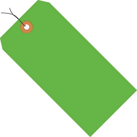 Fluorescent Green Pre-wired Shipping Tags #1 - 2 3/4 x 1 3/8"
