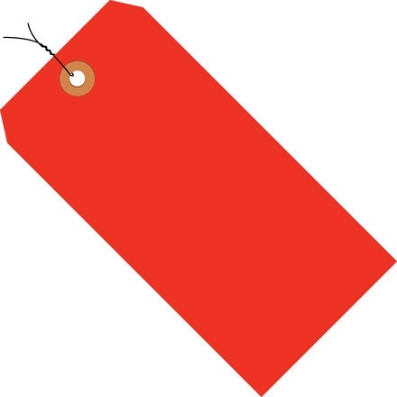 Fluorescent Red Pre-wired Shipping Tags #8 - 6 1/4 x 3 1/8"