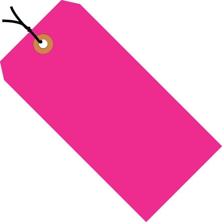 Fluorescent Pink Pre-strung Shipping Tags #2 - 3 1/4 x 1 5/8"