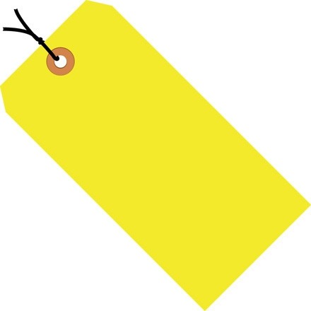 Fluorescent Yellow Pre-strung Shipping Tags #5 - 4 3/4 x 2 3/8"