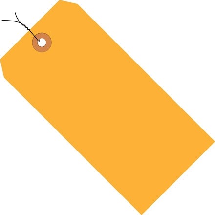 Fluorescent Orange Pre-wired Shipping Tags #2 - 3 1/4 x 1 5/8"