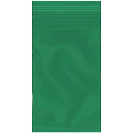 Reclosable Poly Bags, 3 x 5", 2 Mil, Green