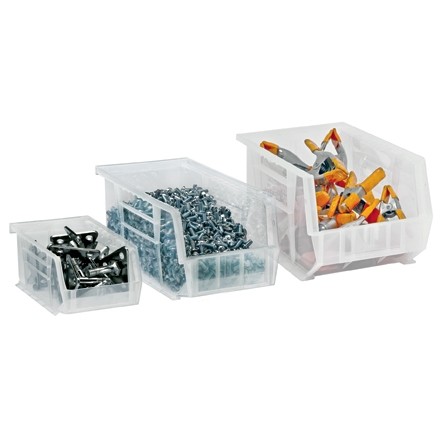 Stackable Plastic Bins, Clear, 18 x 16 1/2 x 11"
