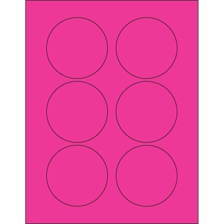 Fluorescent Pink Circle Laser Labels, 3"