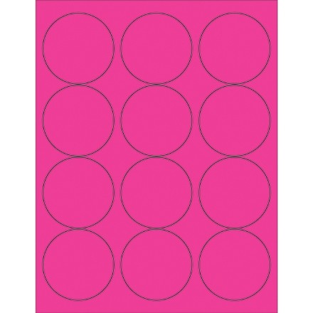 Fluorescent Pink Circle Laser Labels, 2 1/2"