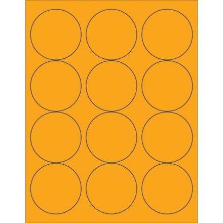 Fluorescent Orange Circle Laser Labels, 2 1/2"