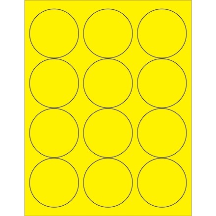 Fluorescent Yellow Circle Laser Labels, 2 1/2"