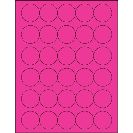 Fluorescent Pink Circle Laser Labels, 1 1/2"