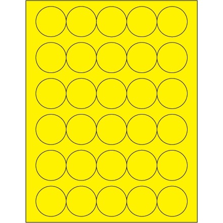 Fluorescent Yellow Circle Laser Labels, 1 1/2"