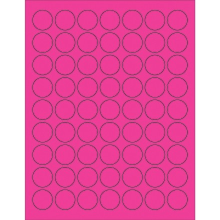 Fluorescent Pink Circle Laser Labels, 1"