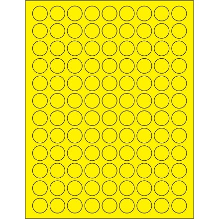 Fluorescent Yellow Circle Laser Labels, 3/4"