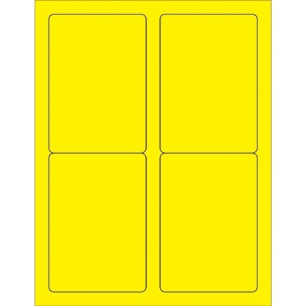 Fluorescent Yellow Laser Labels, 3 1/2 x 5"