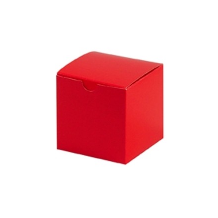 Chipboard Boxes, Gift, Holiday Red, 4 x 4 x 4"