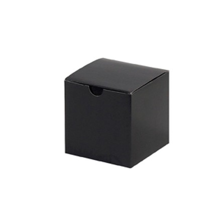 Chipboard Boxes, Gift, Gloss Black, 4 x 4 x 4"