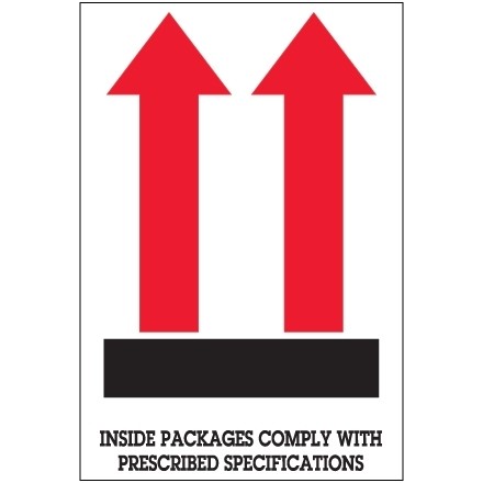 " Inside Packages Comply..." Arrow Labels, 4 x 6"
