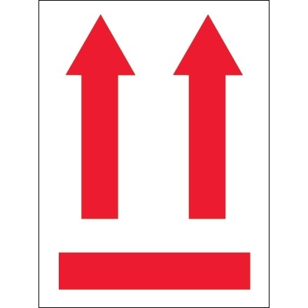 International Safe Handling Labels - Red Up Arrows, 3 x 4"