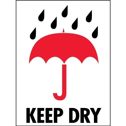 International Safe Handling Labels -" Keep Dry", 3 x 4"