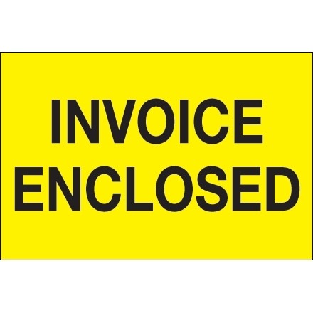 " Invoice Enclosed" Fluorescent Yellow Labels, 2 x 3"