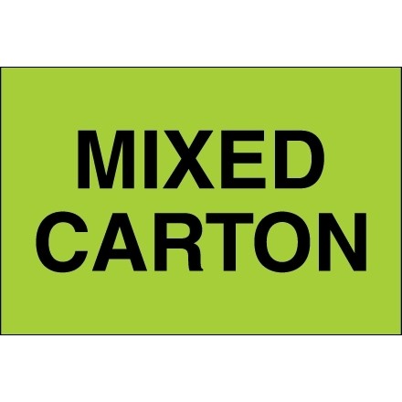 " Mixed Carton" Green Labels, 2 x 3"