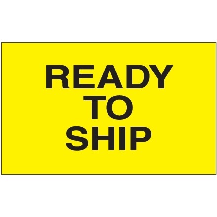 " Ready To Ship" Fluorescent Yellow Labels, 3 x 5"