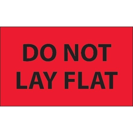 " Do Not Lay Flat" Fluorescent Red Labels, 3 x 5"