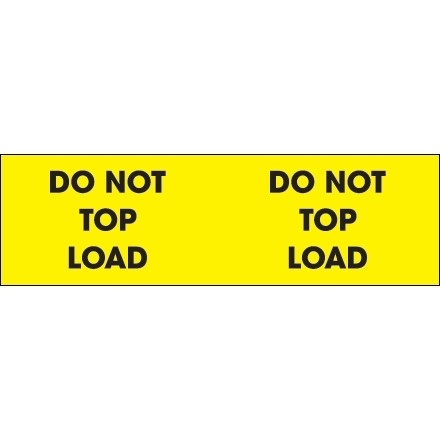 " Do Not Top Load" Fluorescent Yellow Labels, 3 x 10"