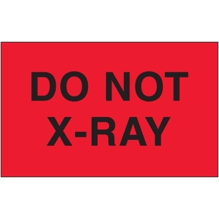 " Do Not X-Ray" Fluorescent Red Labels, 3 x 5"