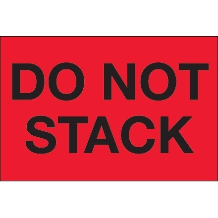 " Do Not Stack" Fluorescent Red Labels, 2 x 3"