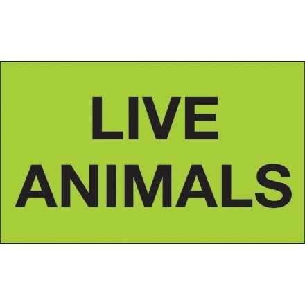 " Live Animals" Green Labels, 3 x 5"