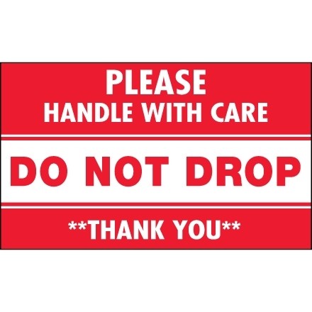 " Do Not Drop - Please Handle With Care" Labels, 3 x 5"