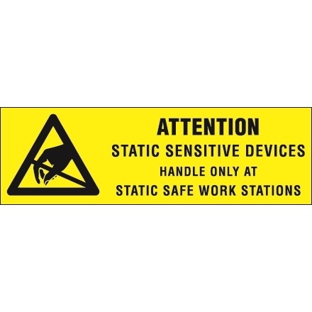 Static Warning Labels -" Attention - Static Sensitive Devices", 5/8 x 2"